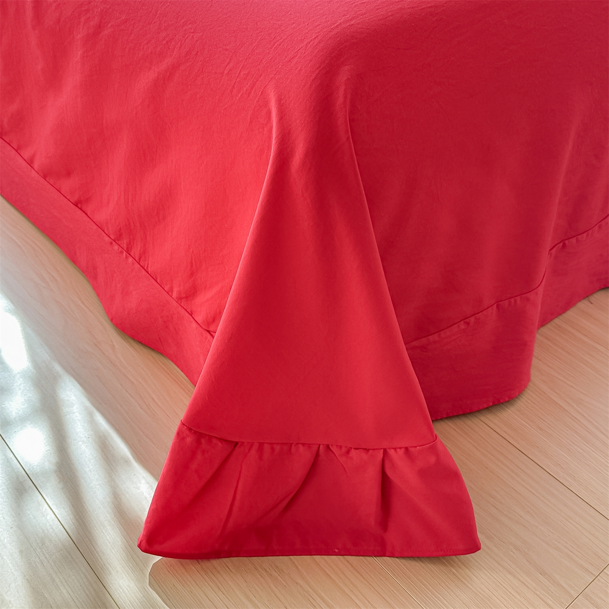 91家纺网 家纺一手货源 找家纺 梓之赫 2026新款A类云感纱花边四件套-欢乐时光 欢乐时光-中国红