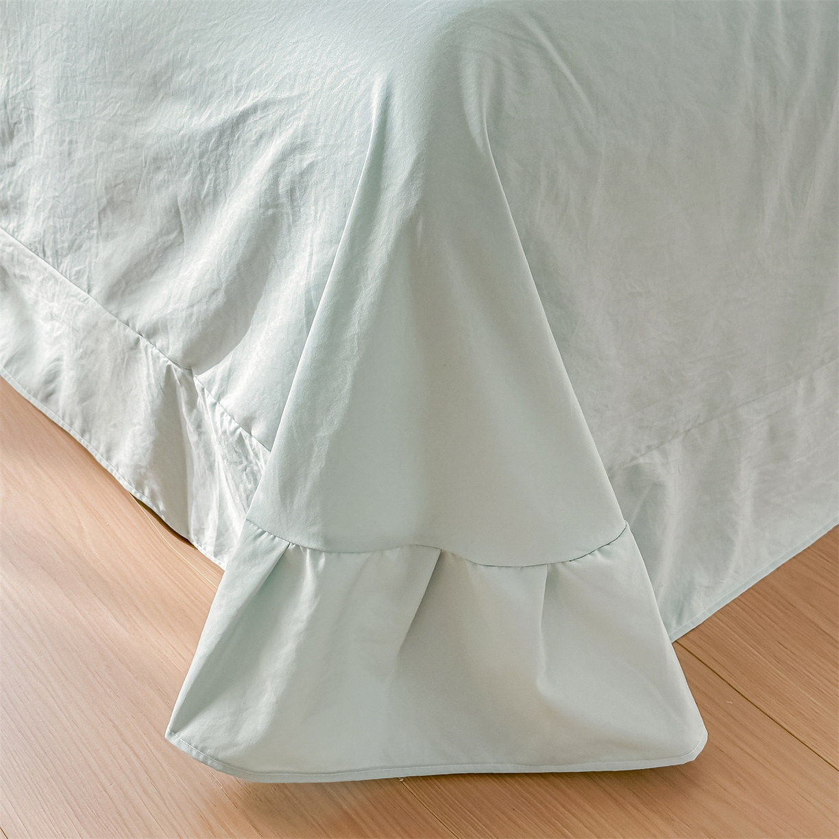 91家纺网 家纺一手货源 找家纺 梓之赫 2026新款A类云感纱花边四件套-欢乐时光 欢乐时光-水绿