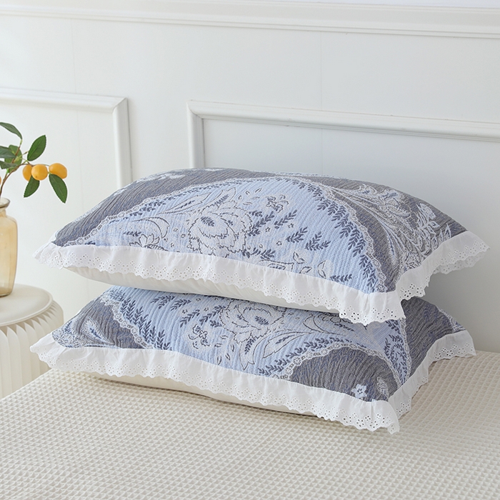 91家纺网 家纺一手货源 找家纺 （总）朴尔家纺-毛巾被 2026新款韩式花边四层纱枕巾纯棉竹纤维加大成人纱布枕头巾