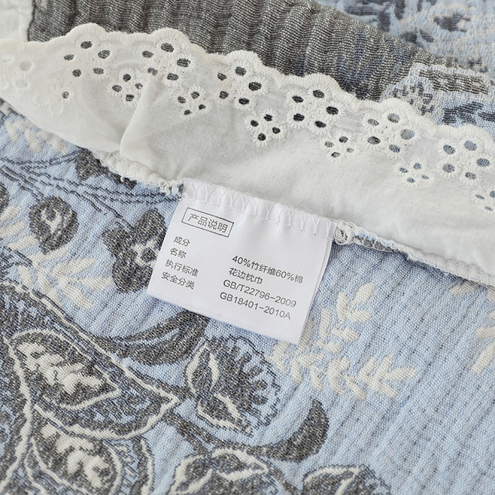 91家纺网 家纺一手货源 找家纺 （总）朴尔家纺-毛巾被 2026新款韩式花边四层纱枕巾纯棉竹纤维加大成人纱布枕头巾