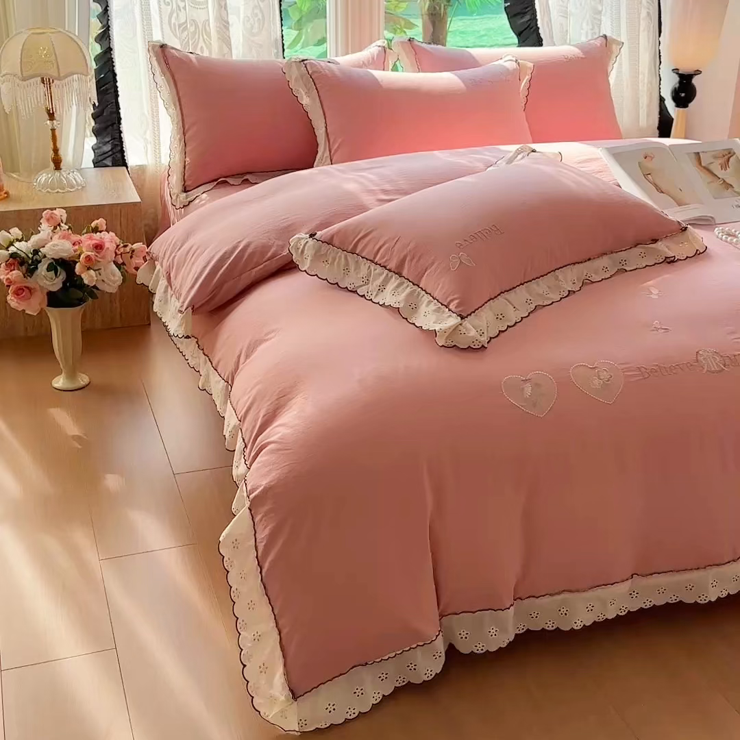 91家纺网 家纺一手货源 找家纺 （总）梓之赫 2026新款A类云感纱花边四件套-欢乐时光