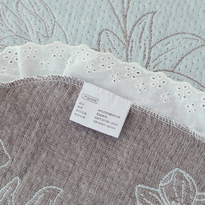 91家纺网 家纺一手货源 找家纺 朴尔家纺-毛巾被 2026新款韩式花边四层纱枕巾纯棉竹纤维加大成人纱布枕头巾 怒放-蓝