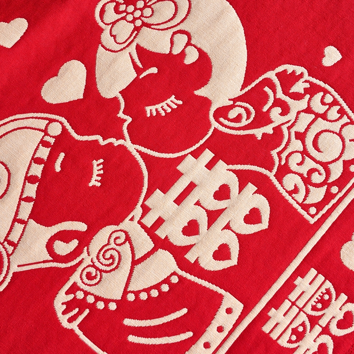 91家纺网 家纺一手货源 找家纺 （总）朴尔家纺-毛巾被 2026新款全棉40股结婚大红多层纱布透气情侣婚庆枕巾