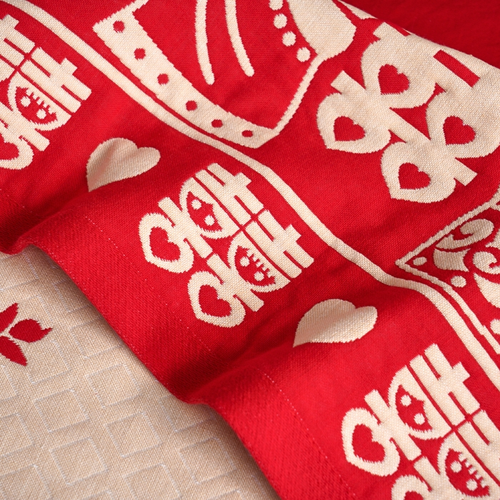 91家纺网 家纺一手货源 找家纺 朴尔家纺-毛巾被 2026新款全棉40股结婚大红多层纱布透气情侣婚庆枕巾 爱你永恒