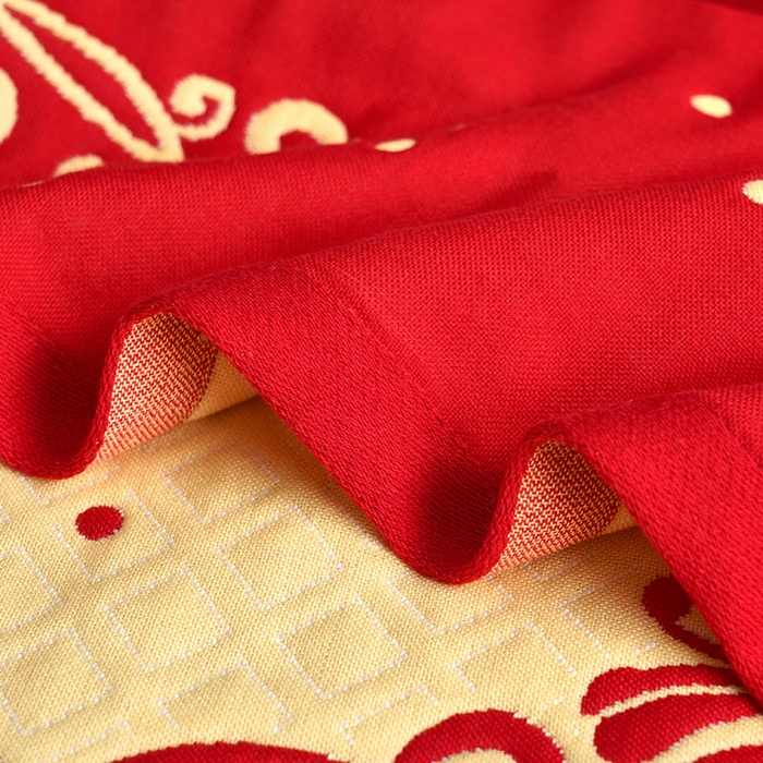 91家纺网 家纺一手货源 找家纺 朴尔家纺-毛巾被 2026新款全棉40股结婚大红多层纱布透气情侣婚庆枕巾 良缘佳偶