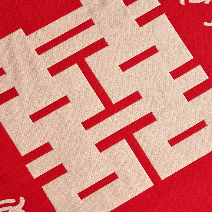 91家纺网 家纺一手货源 找家纺 朴尔家纺-毛巾被 2026新款全棉40股结婚大红多层纱布透气情侣婚庆枕巾 喜从天降