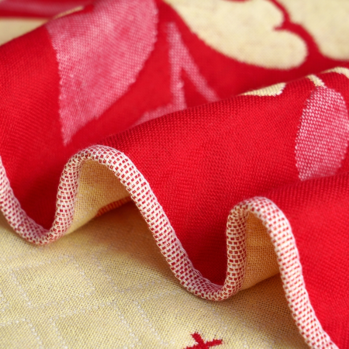 91家纺网 家纺一手货源 找家纺 朴尔家纺-毛巾被 2026新款全棉40股结婚大红多层纱布透气情侣婚庆枕巾 喜笑颜开