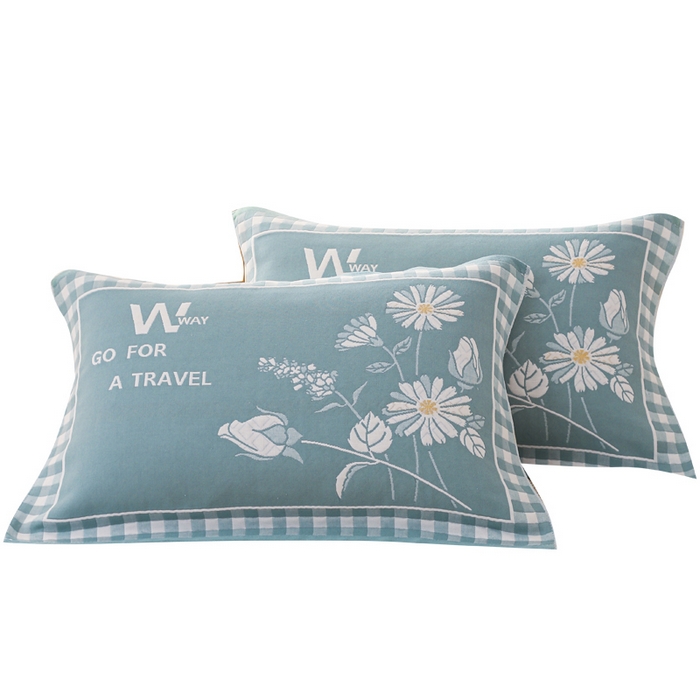 91家纺网 家纺一手货源 找家纺 朴尔家纺-毛巾被 2026新款夹棉加厚三层纱布枕巾 爱丽丝绿