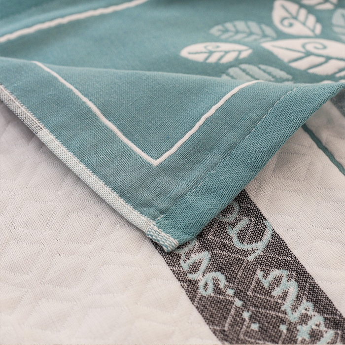 91家纺网 家纺一手货源 找家纺 朴尔家纺-毛巾被 2026新款夹棉加厚三层纱布枕巾 发财树绿