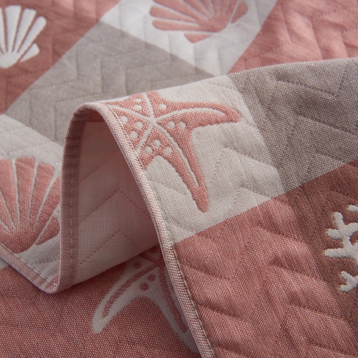 91家纺网 家纺一手货源 找家纺 朴尔家纺-毛巾被 2026新款夹棉加厚三层纱布枕巾 海洋粉