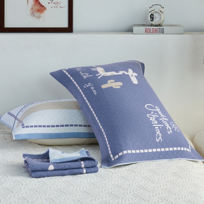 91家纺网 家纺一手货源 找家纺 朴尔家纺-毛巾被 2026新款夹棉加厚三层纱布枕巾 快乐小鹿兰