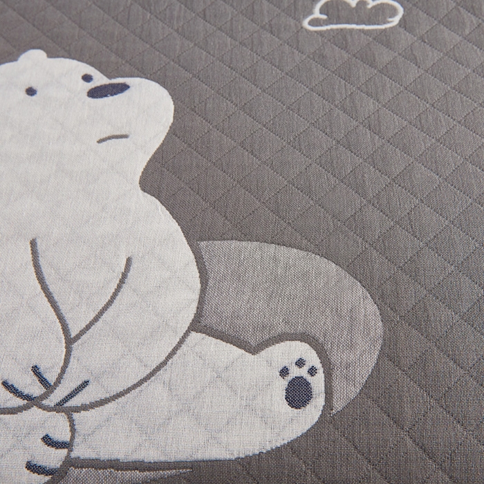 91家纺网 家纺一手货源 找家纺 朴尔家纺-毛巾被 2026新款夹棉加厚三层纱布枕巾 梦想熊灰