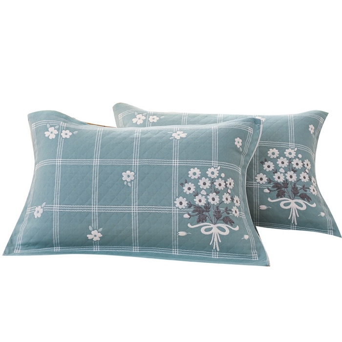 91家纺网 家纺一手货源 找家纺 朴尔家纺-毛巾被 2026新款夹棉加厚三层纱布枕巾 手捧花绿