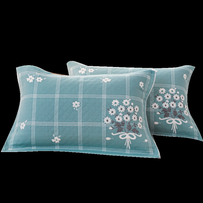 91家纺网 家纺一手货源 找家纺 朴尔家纺-毛巾被 2026新款夹棉加厚三层纱布枕巾 手捧花绿