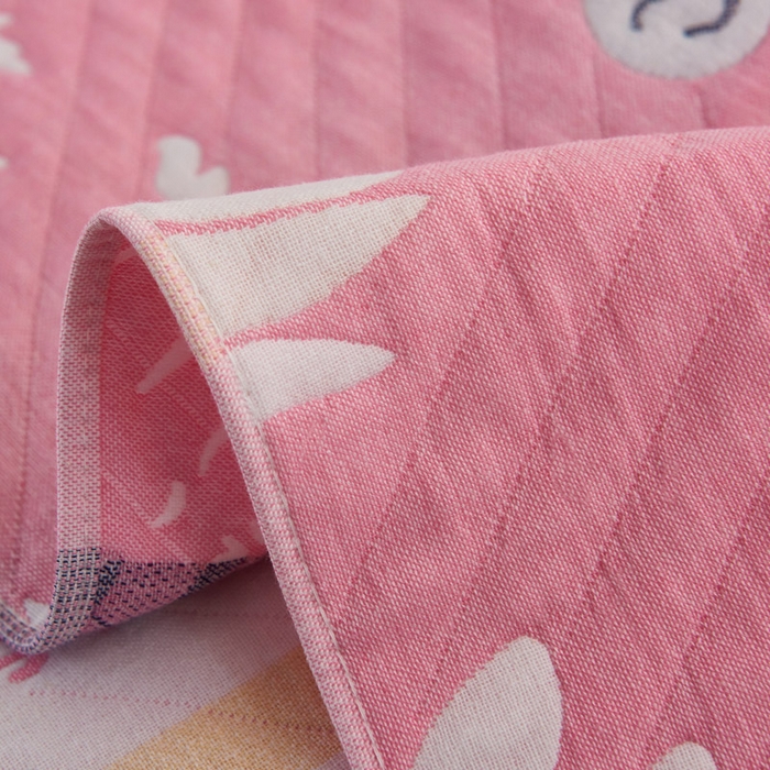 91家纺网 家纺一手货源 找家纺 朴尔家纺-毛巾被 2026新款夹棉加厚三层纱布枕巾 享受自然粉