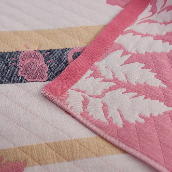 91家纺网 家纺一手货源 找家纺 朴尔家纺-毛巾被 2026新款夹棉加厚三层纱布枕巾 享受自然粉