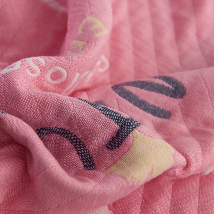 91家纺网 家纺一手货源 找家纺 朴尔家纺-毛巾被 2026新款夹棉加厚三层纱布枕巾 享受自然粉