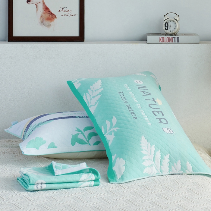 91家纺网 家纺一手货源 找家纺 朴尔家纺-毛巾被 2026新款夹棉加厚三层纱布枕巾 享受自然绿