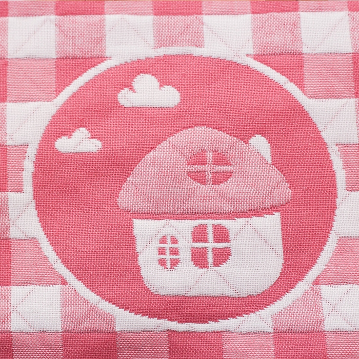 91家纺网 家纺一手货源 找家纺 朴尔家纺-毛巾被 2026新款夹棉加厚三层纱布枕巾 小房子红