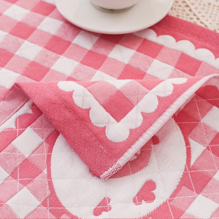 91家纺网 家纺一手货源 找家纺 朴尔家纺-毛巾被 2026新款夹棉加厚三层纱布枕巾 小房子红