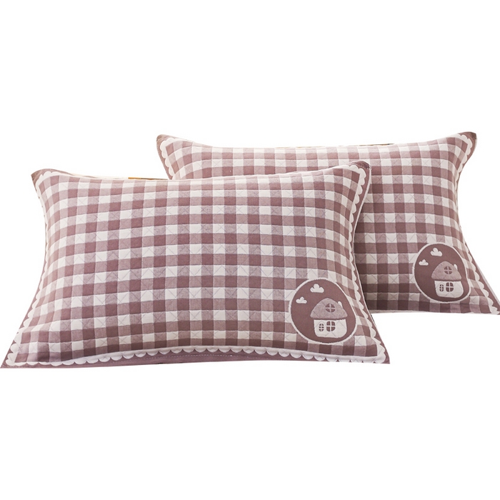 91家纺网 家纺一手货源 找家纺 朴尔家纺-毛巾被 2026新款夹棉加厚三层纱布枕巾 小房子驼