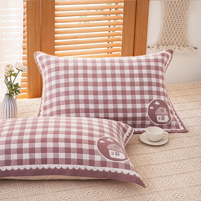 91家纺网 家纺一手货源 找家纺 朴尔家纺-毛巾被 2026新款夹棉加厚三层纱布枕巾 小房子驼