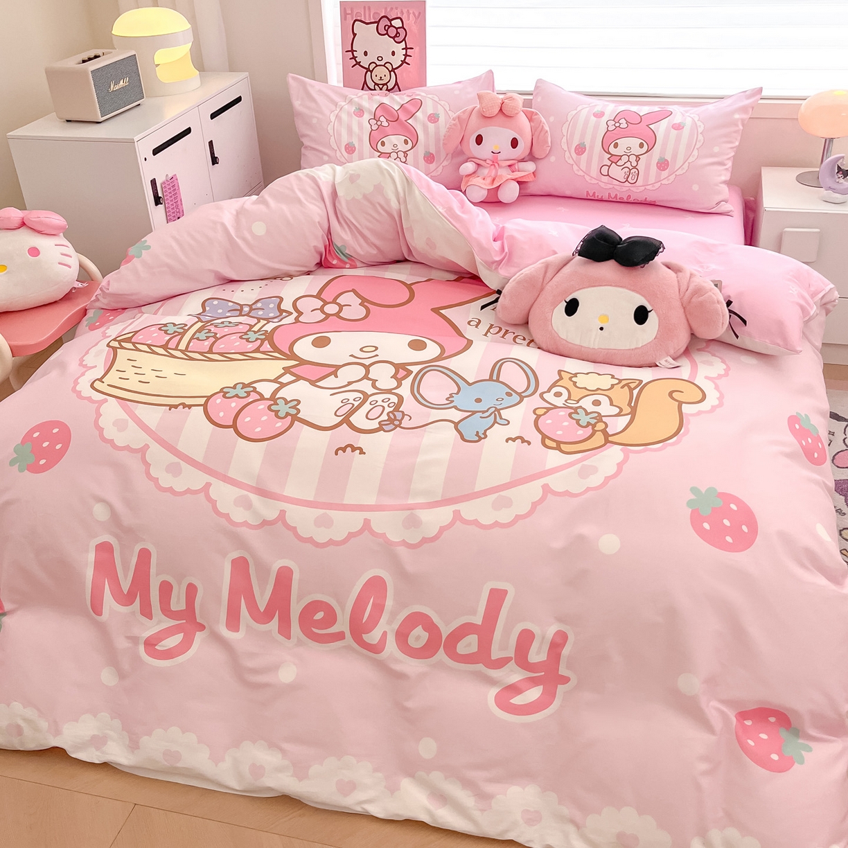 91家纺网 家纺一手货源 找家纺 （总）暮思家居 2026新款正版授权三丽鸥大版全棉纯棉数码印花纯棉四件套系列-第一批