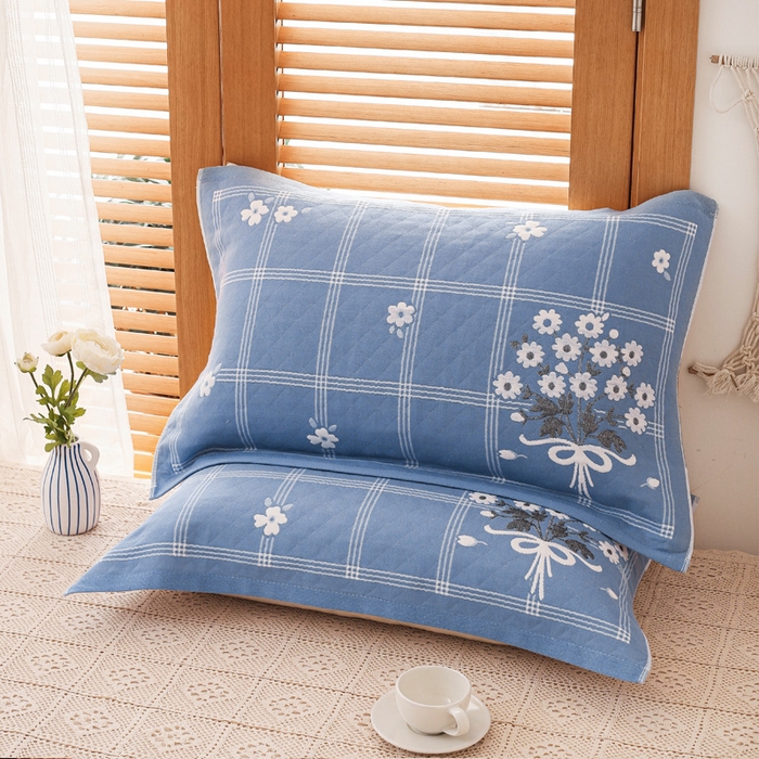 91家纺网 家纺一手货源 找家纺 朴尔家纺-毛巾被 2026新款夹棉加厚三层纱布枕巾 手捧花兰