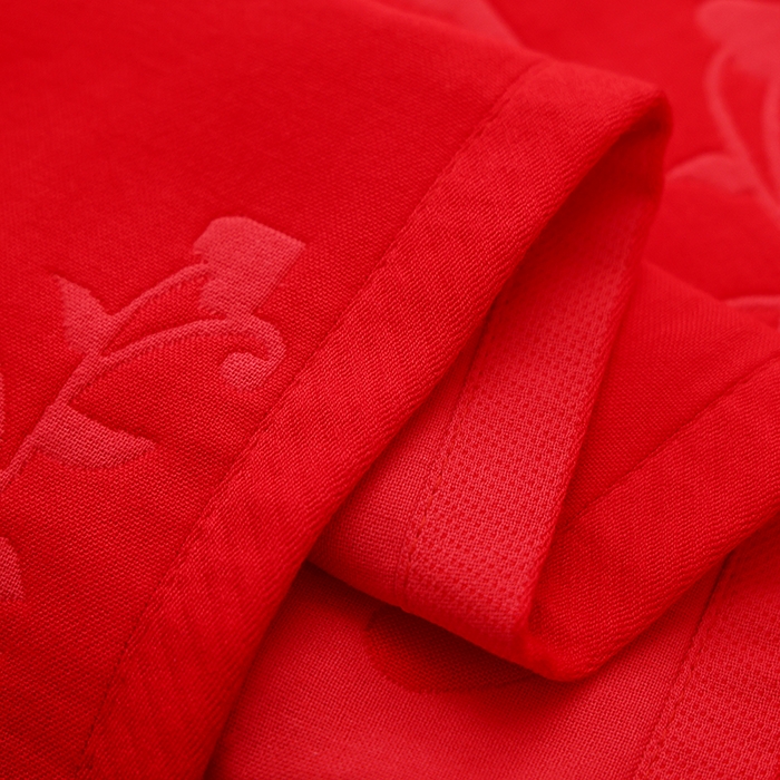 91家纺网 家纺一手货源 找家纺 朴尔家纺-毛巾被 2026新款全棉六层纱布大红色婚庆加厚透气枕巾 恩爱百年