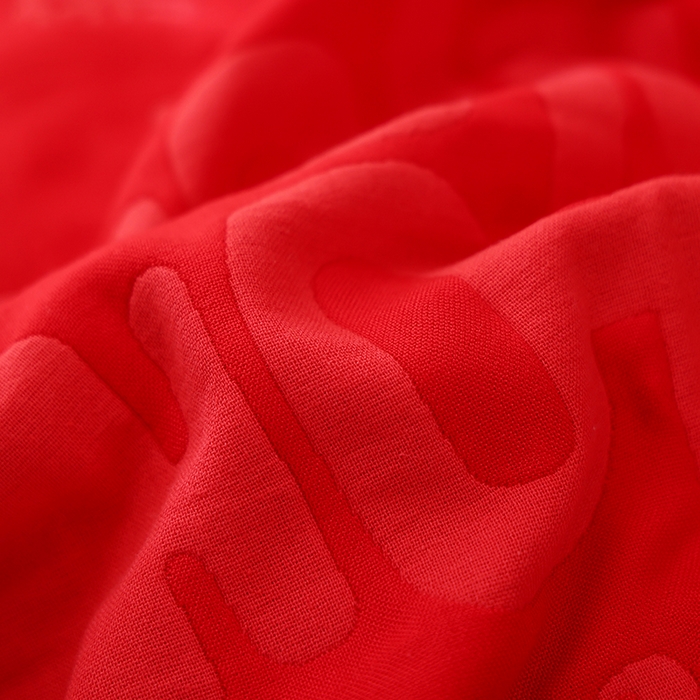 91家纺网 家纺一手货源 找家纺 朴尔家纺-毛巾被 2026新款全棉六层纱布大红色婚庆加厚透气枕巾 喜事花生