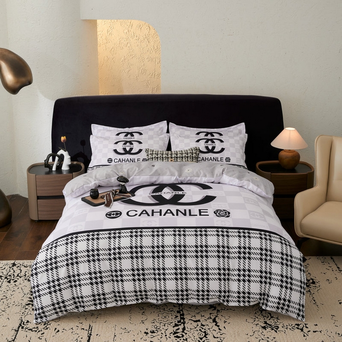 91家纺网 家纺一手货源 找家纺 宝薇 2026新款潮牌轻奢风加厚斜纹磨毛大版四件套 棋盘香