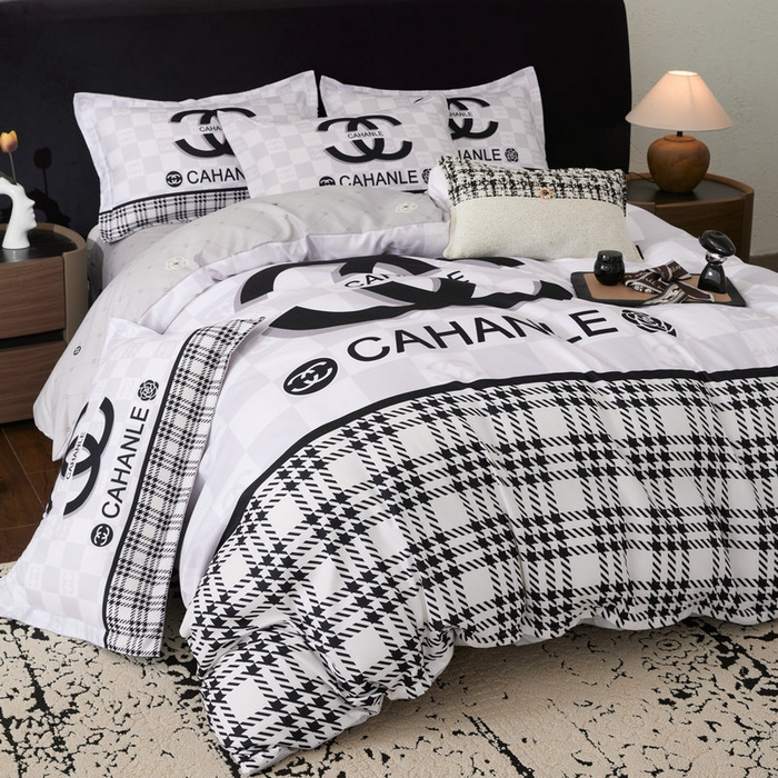 91家纺网 家纺一手货源 找家纺 宝薇 2026新款潮牌轻奢风加厚斜纹磨毛大版四件套 棋盘香