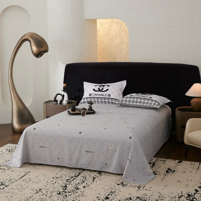 91家纺网 家纺一手货源 找家纺 宝薇 2026新款潮牌轻奢风加厚斜纹磨毛大版四件套 棋盘香