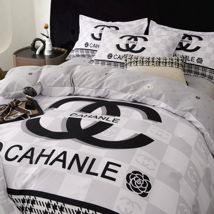 91家纺网 家纺一手货源 找家纺 宝薇 2026新款潮牌轻奢风加厚斜纹磨毛大版四件套 棋盘香