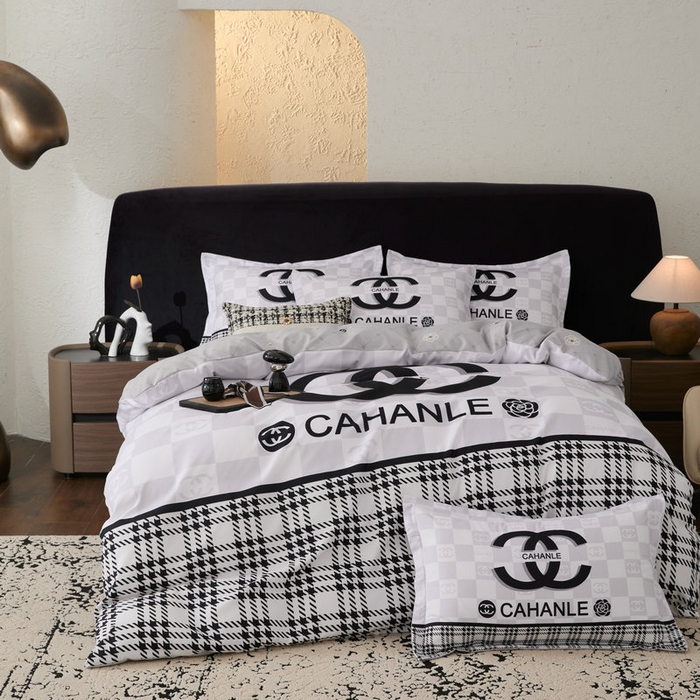 91家纺网 家纺一手货源 找家纺 宝薇 2026新款潮牌轻奢风加厚斜纹磨毛大版四件套 棋盘香