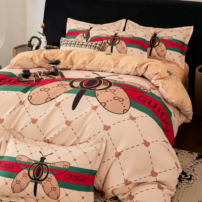 宝薇 2026新款潮牌轻奢风加厚斜纹磨毛大版四件套 蜻蜓