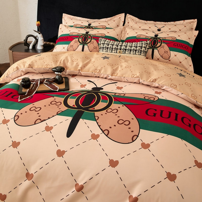 91家纺网 家纺一手货源 找家纺 宝薇 2026新款潮牌轻奢风加厚斜纹磨毛大版四件套 蜻蜓