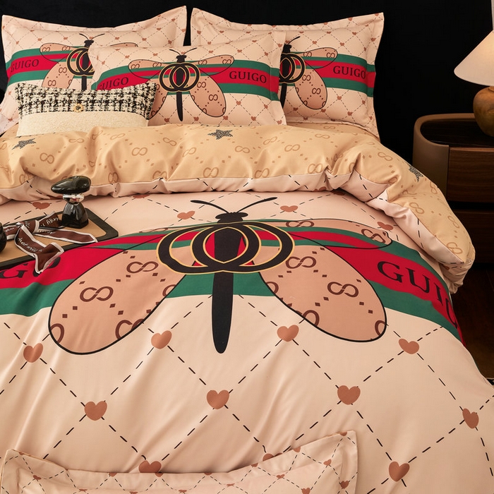 91家纺网 家纺一手货源 找家纺 宝薇 2026新款潮牌轻奢风加厚斜纹磨毛大版四件套 蜻蜓