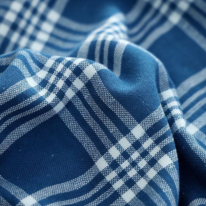 91家纺网 家纺一手货源 找家纺 朴尔家纺-毛巾被 2026新款全棉无印风纱布毛圈加厚色织提花枕巾 毛圈双面枕巾-蓝大格