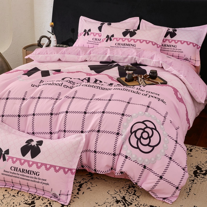 宝薇 2026新款潮牌轻奢风加厚斜纹磨毛大版四件套 山茶珍珠