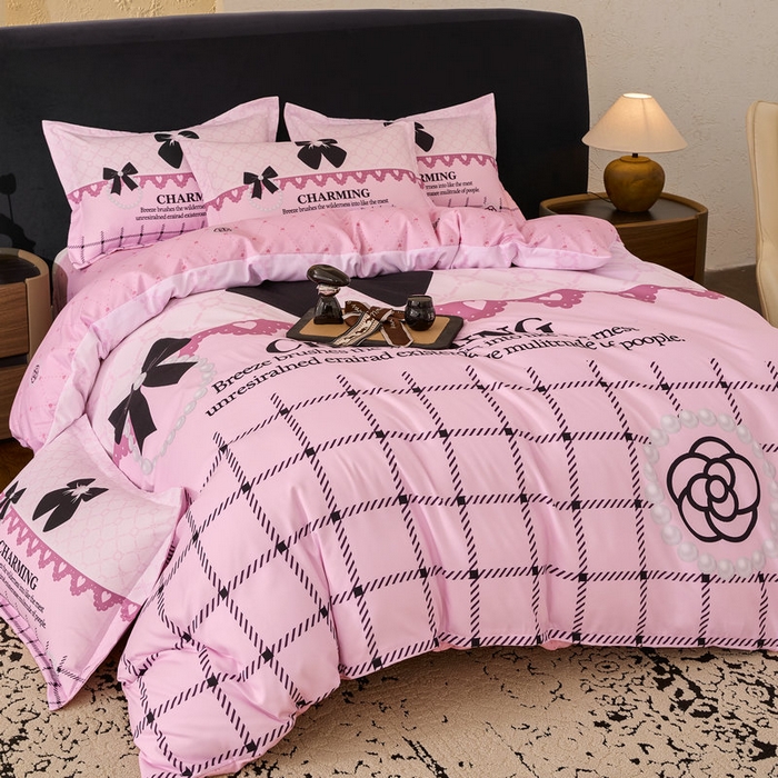 91家纺网 家纺一手货源 找家纺 宝薇 2026新款潮牌轻奢风加厚斜纹磨毛大版四件套 山茶珍珠