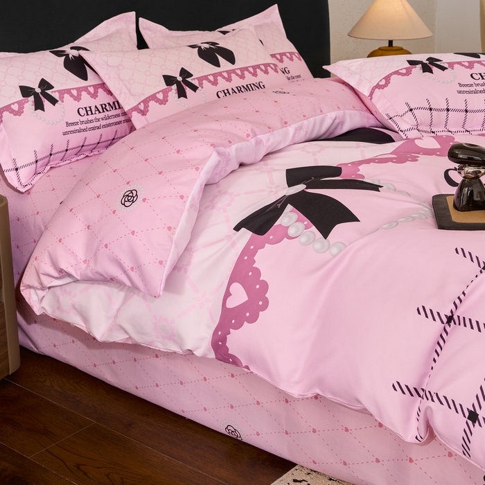 91家纺网 家纺一手货源 找家纺 宝薇 2026新款潮牌轻奢风加厚斜纹磨毛大版四件套 山茶珍珠