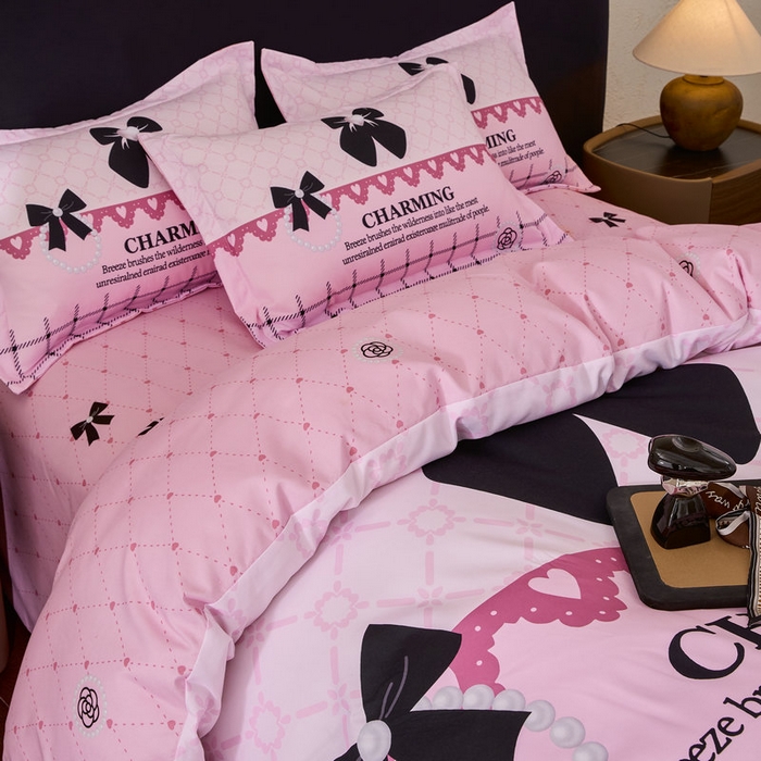 91家纺网 家纺一手货源 找家纺 宝薇 2026新款潮牌轻奢风加厚斜纹磨毛大版四件套 山茶珍珠