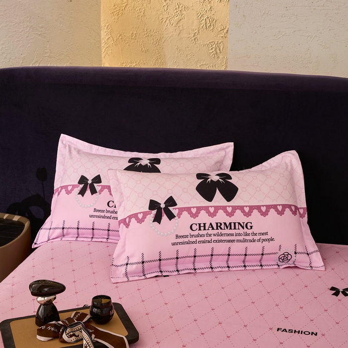 91家纺网 家纺一手货源 找家纺 宝薇 2026新款潮牌轻奢风加厚斜纹磨毛大版四件套 山茶珍珠