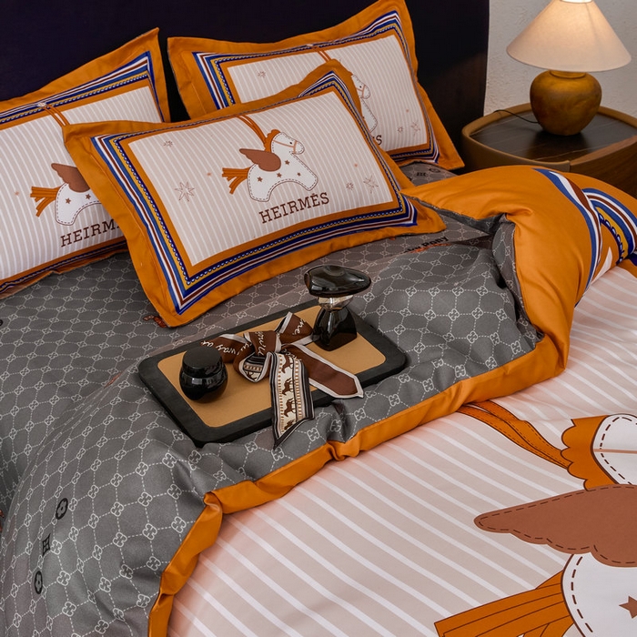 91家纺网 家纺一手货源 找家纺 宝薇 2026新款潮牌轻奢风加厚斜纹磨毛大版四件套 天马行空