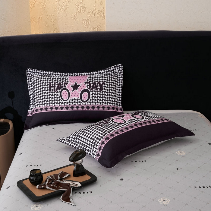 91家纺网 家纺一手货源 找家纺 宝薇 2026新款潮牌轻奢风加厚斜纹磨毛大版四件套 星星熊