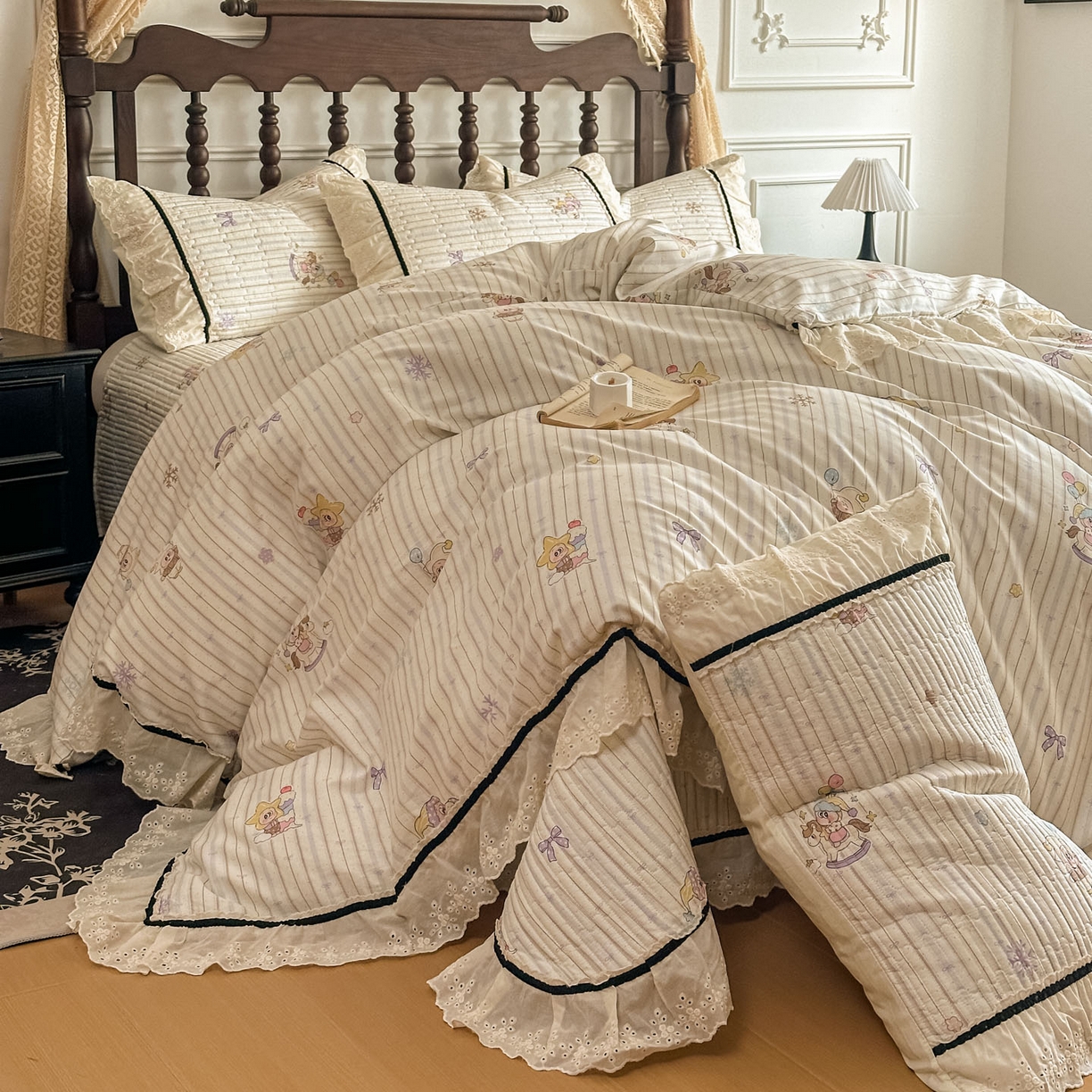 91家纺网 家纺一手货源 找家纺 （总）美梦家纺 2026春夏新款全棉花边全棉床盖四件套系列