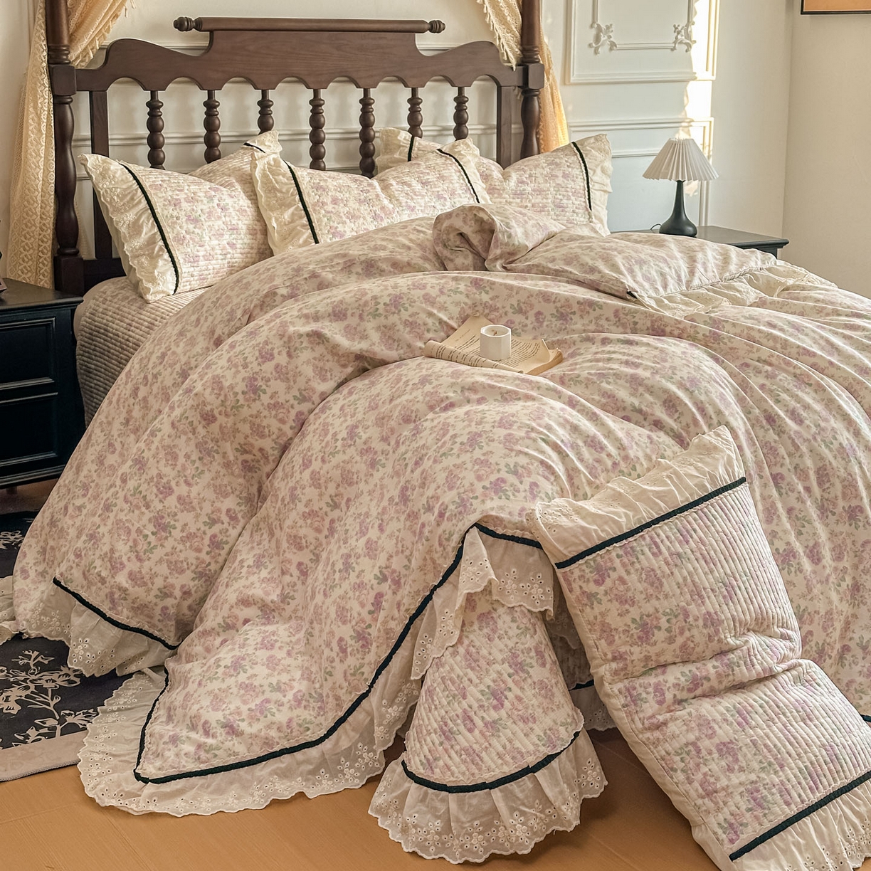 91家纺网 家纺一手货源 找家纺 （总）美梦家纺 2026春夏新款全棉花边全棉床盖四件套系列