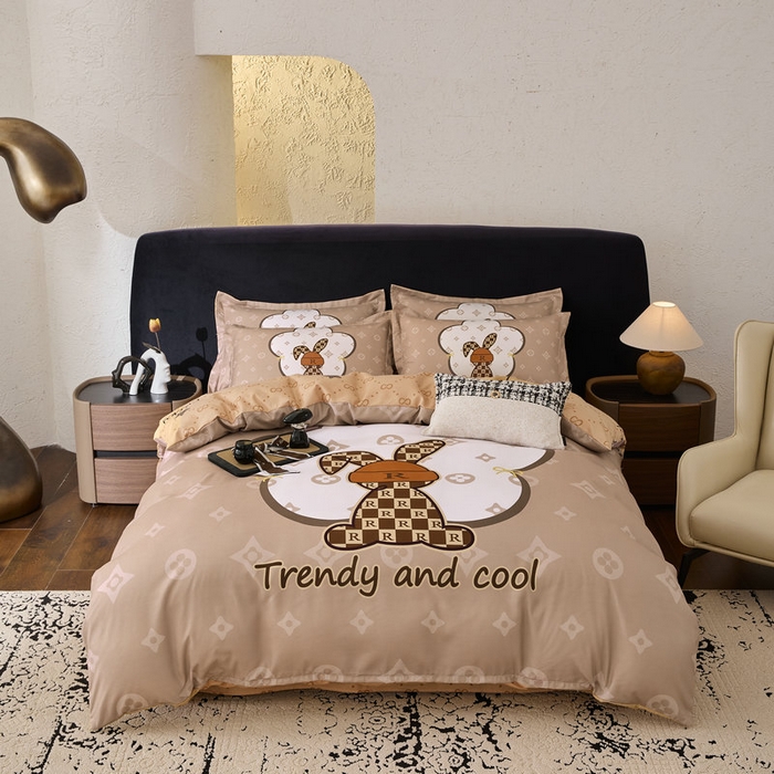 91家纺网 家纺一手货源 找家纺 宝薇 2026新款潮牌轻奢风加厚斜纹磨毛大版四件套 星星熊