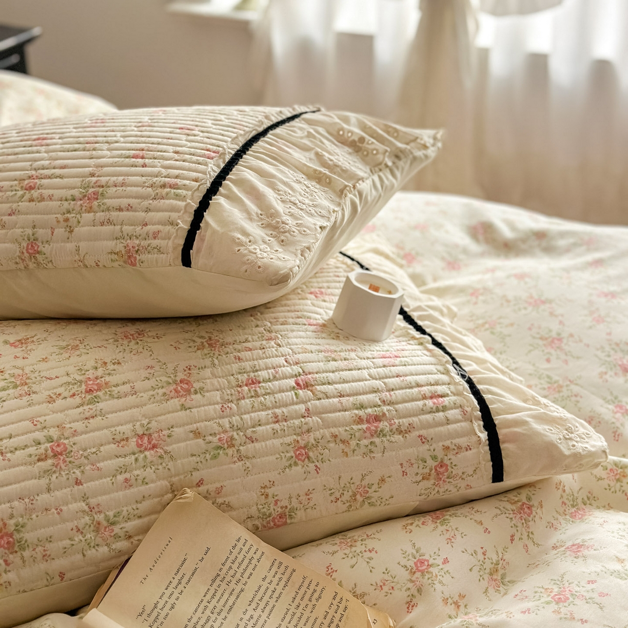 91家纺网 家纺一手货源 找家纺 美梦家纺 2026春夏新款全棉花边全棉床盖四件套系列 花悦